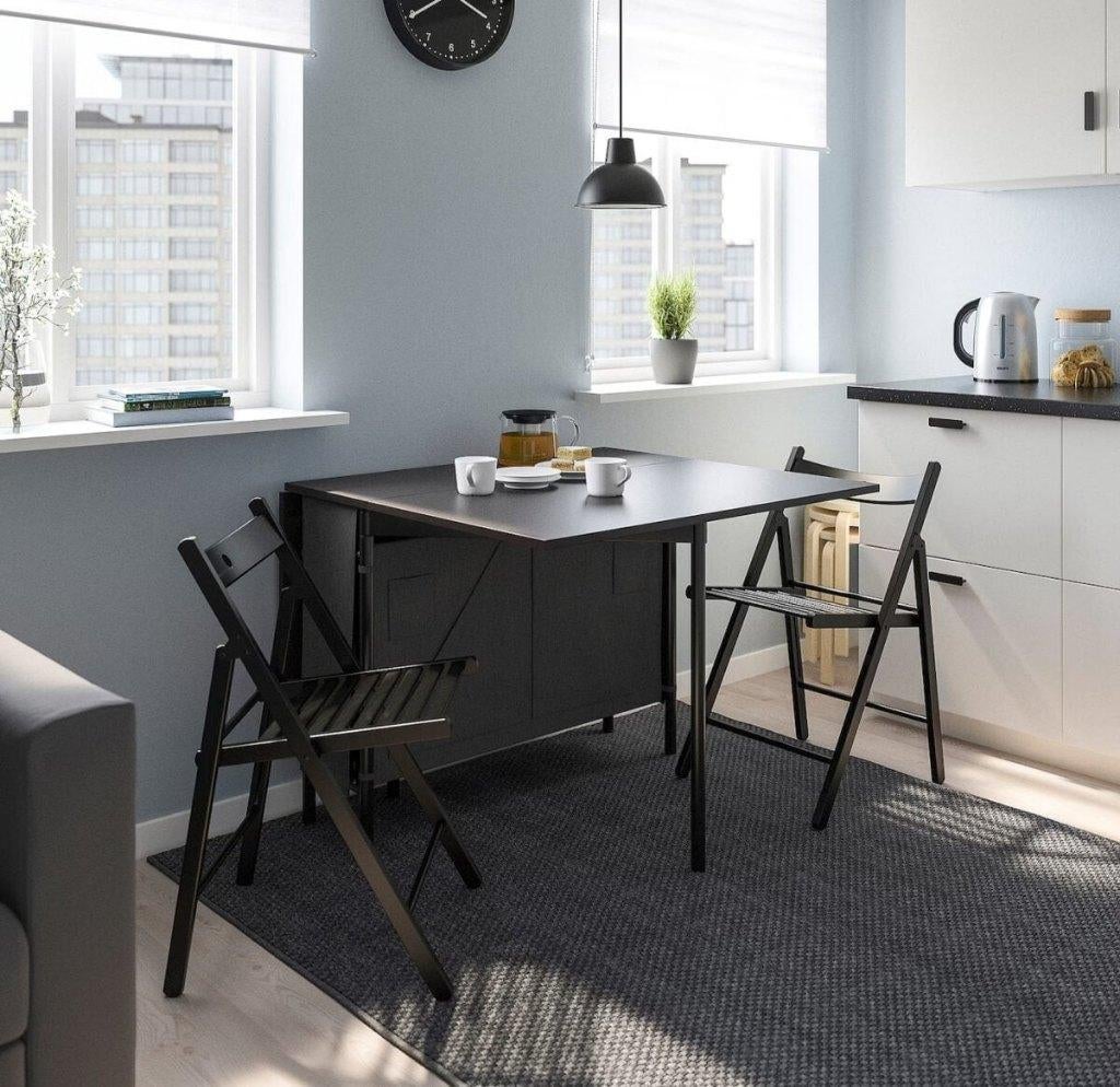 Ikea klaptafel met 4 klapstoelen, Huis en Inrichting, Tafels | Eettafels, Zo goed als nieuw, 100 tot 150 cm, 100 tot 150 cm, Vier personen