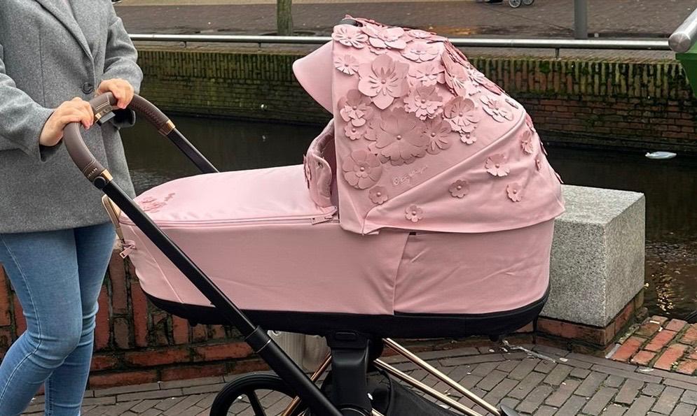 Cybex priam lux carry cot pale blush simply flowers, Ophalen, Zo goed als nieuw, Kinderwagen, Overige merken