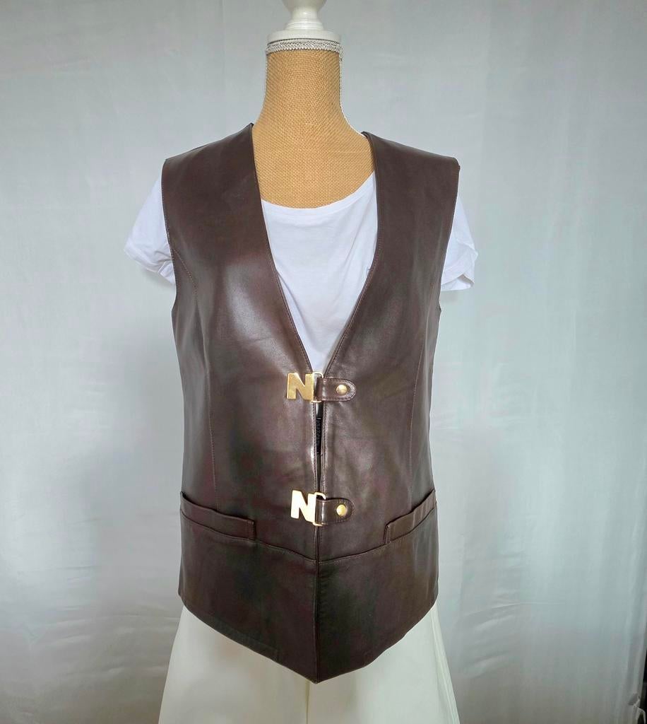 Lederen gilet, Bruin, Verzenden, Zo goed als nieuw, Nouchka