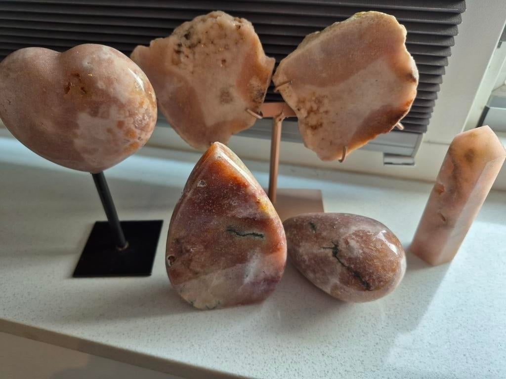 Roze amethist set vlinder hart .., Verzamelen, Mineralen en Fossielen, Ophalen of Verzenden