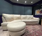 Leren hoekbank creme 300 cm., Ophalen, 250 tot 300 cm, Gebruikt, Hoekbank