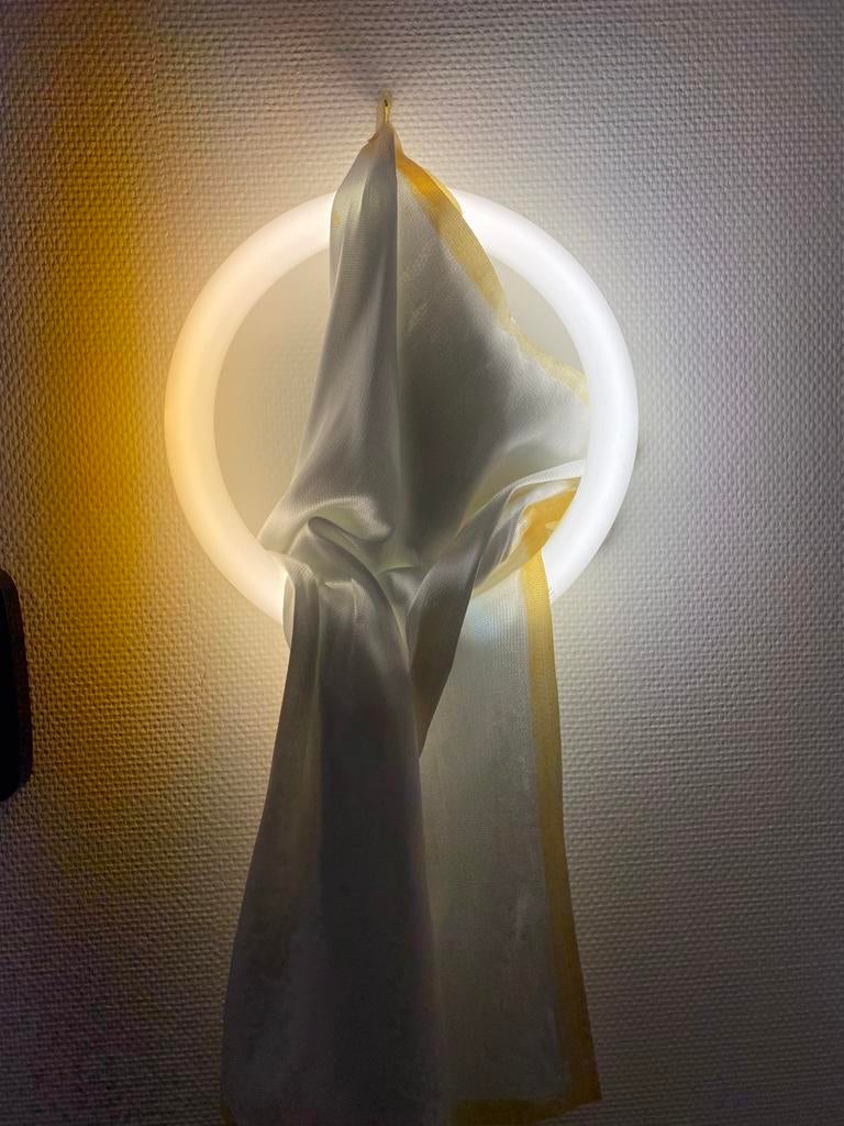 Circel lamp met ingo maurer hittebestendig doek, Ophalen of Verzenden, Zo goed als nieuw, Minder dan 50 cm