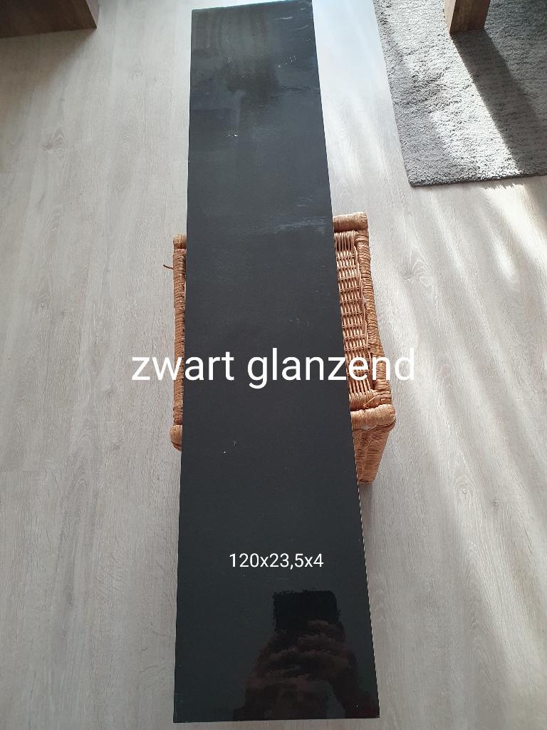Zwart glanzend wandplank, 120x3,5x4, Ophalen, Gebruikt