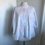 Closed blouse katoen wit met zacht gekleurde print, Ophalen of Verzenden, Zo goed als nieuw, Maat 38/40 (M), Wit