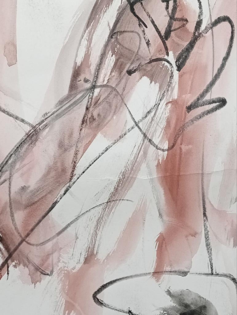 Aquarel met krijt Figuur 20e eeuw, Ophalen of Verzenden