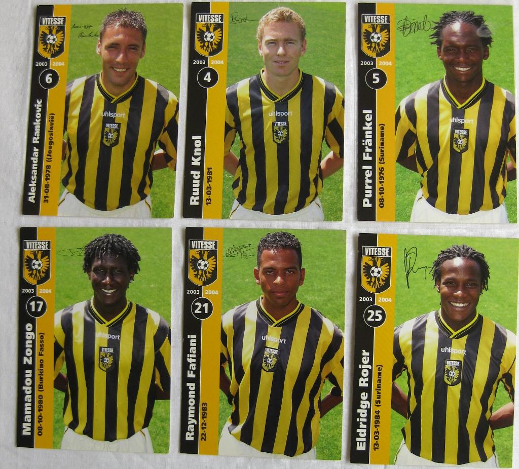 Vitesse Voetbalkaarten 2003-2004 6 Stuks Met Handtekeningen, Ophalen of Verzenden, Zo goed als nieuw, Vitesse, Overige typen