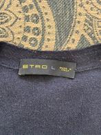 Etro Milano, trui, cashmere, marine blauw. Mt large, Ophalen of Verzenden, Zo goed als nieuw, Maat 52/54 (L), Blauw