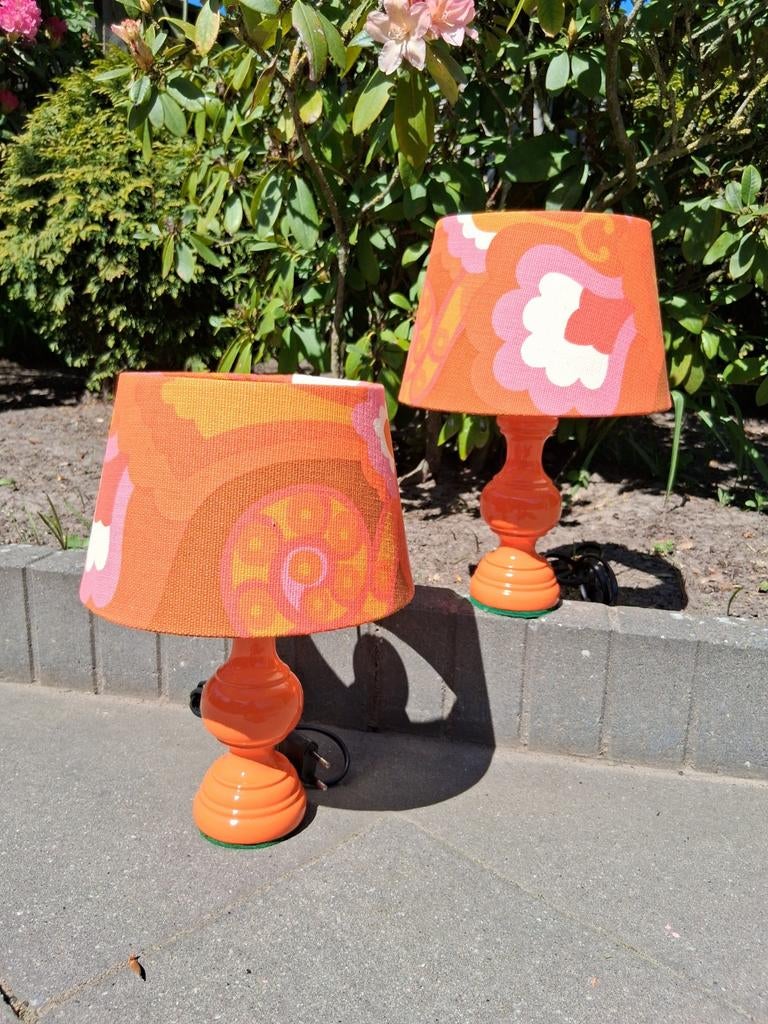 Set van twee vintage 70's nachkast/tafellampjes, Ophalen of Verzenden