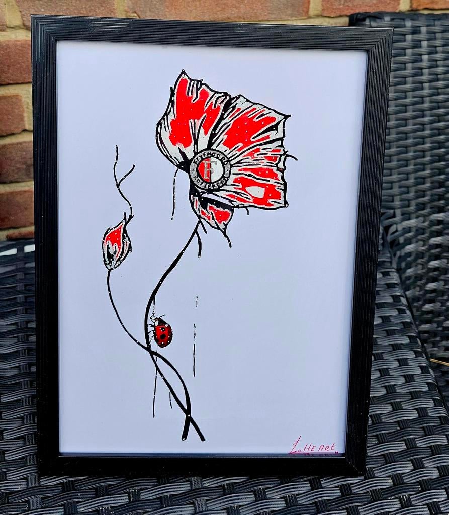 Feyenoord Klaproos Kunstwerk, Antiek en Kunst, Ophalen of Verzenden