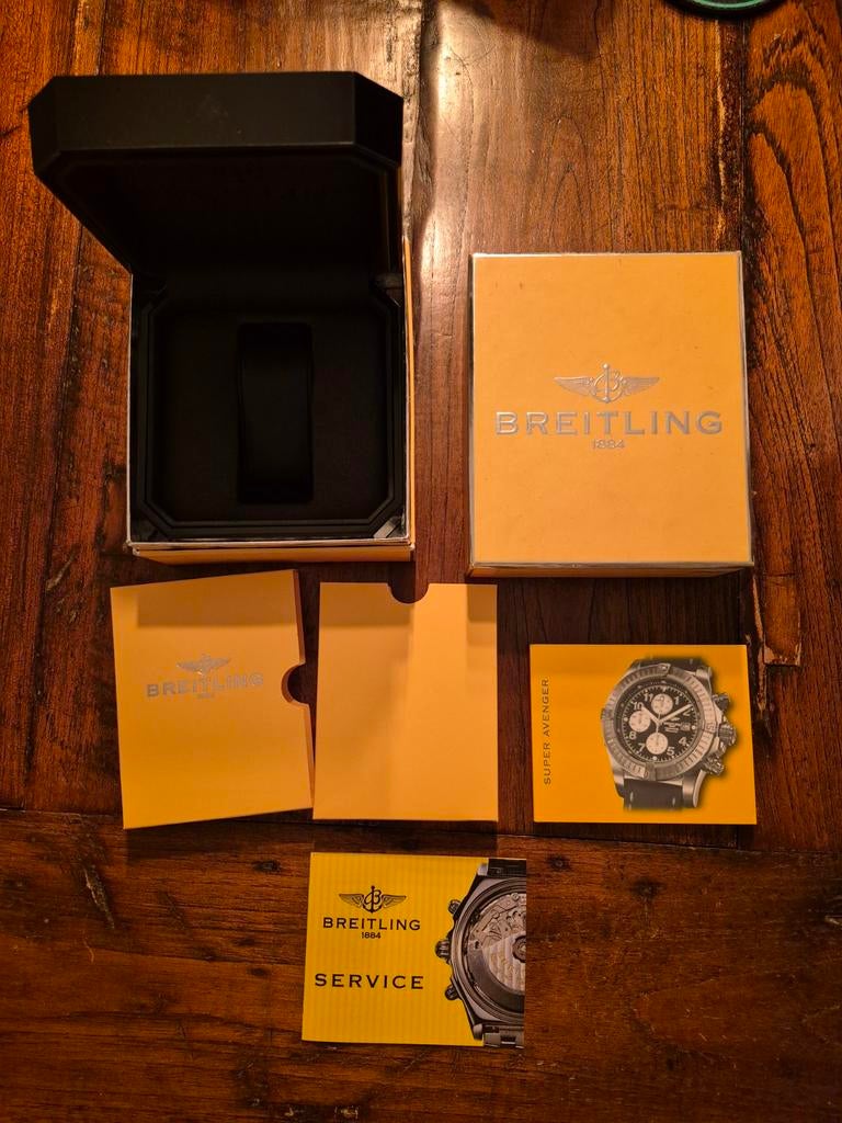 Breitling box + boekjes super avenger + meer lege boxen, Ophalen of Verzenden, Zo goed als nieuw, Breitling