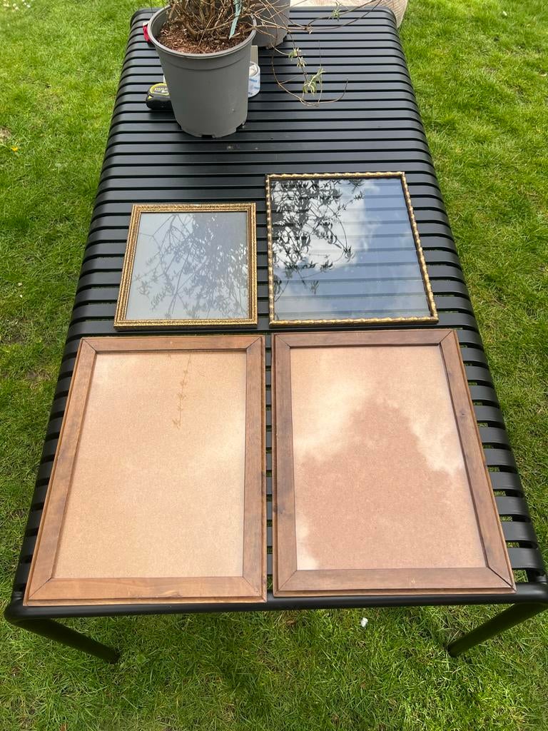 4 vintage fotolijsten uit Berlijn met echt glas, Huis en Inrichting, Woonaccessoires | Lijsten, Ophalen, Gebruikt, Hout, Minder dan 50 cm