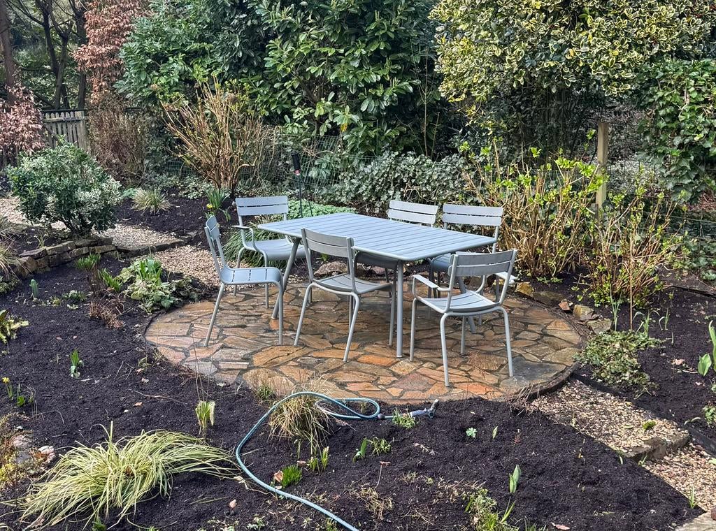 Fermob Luxembourg tuintafel 165 x 100 kleur romarin, Tuin en Terras, Tuinsets en Loungesets, Ophalen, Gebruikt, Aluminium