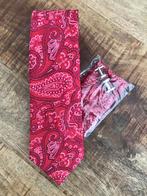 100% zijde Stropdas Pochet Manchetknopen Rood Paisley NIEUW, Ophalen of Verzenden, Nieuw, Rood, Met patroon