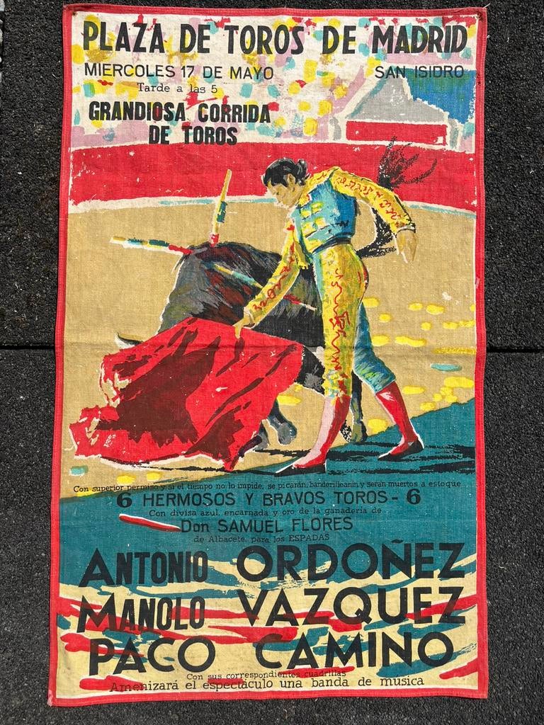 Vintage doek stierengevecht in de Plaza de Toros de Madrid, Ophalen of Verzenden