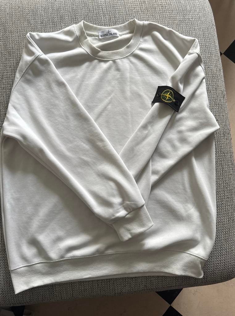 Witte Stone Island Trui - Stijlvol en Comfortabel, Ophalen, Zo goed als nieuw, Overige maten, Wit