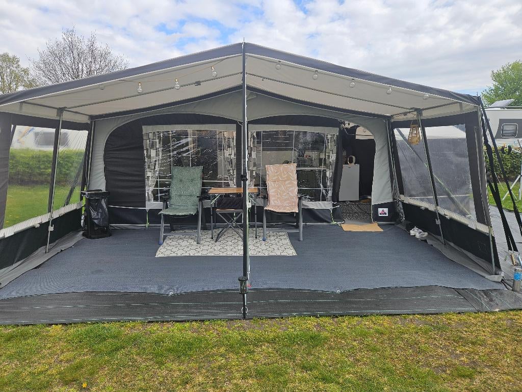 Dorema voortent xl met luifel en uitbouw maat 12, Caravans en Kamperen, Voortenten en Luifels, Ophalen, Gebruikt, Ten Cate All Season 240g/m2