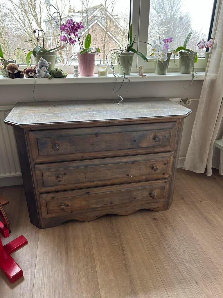Mooie stevige houten commode met 3 lades, Gebruikt, 50 tot 70 cm, 100 cm of meer, Commode