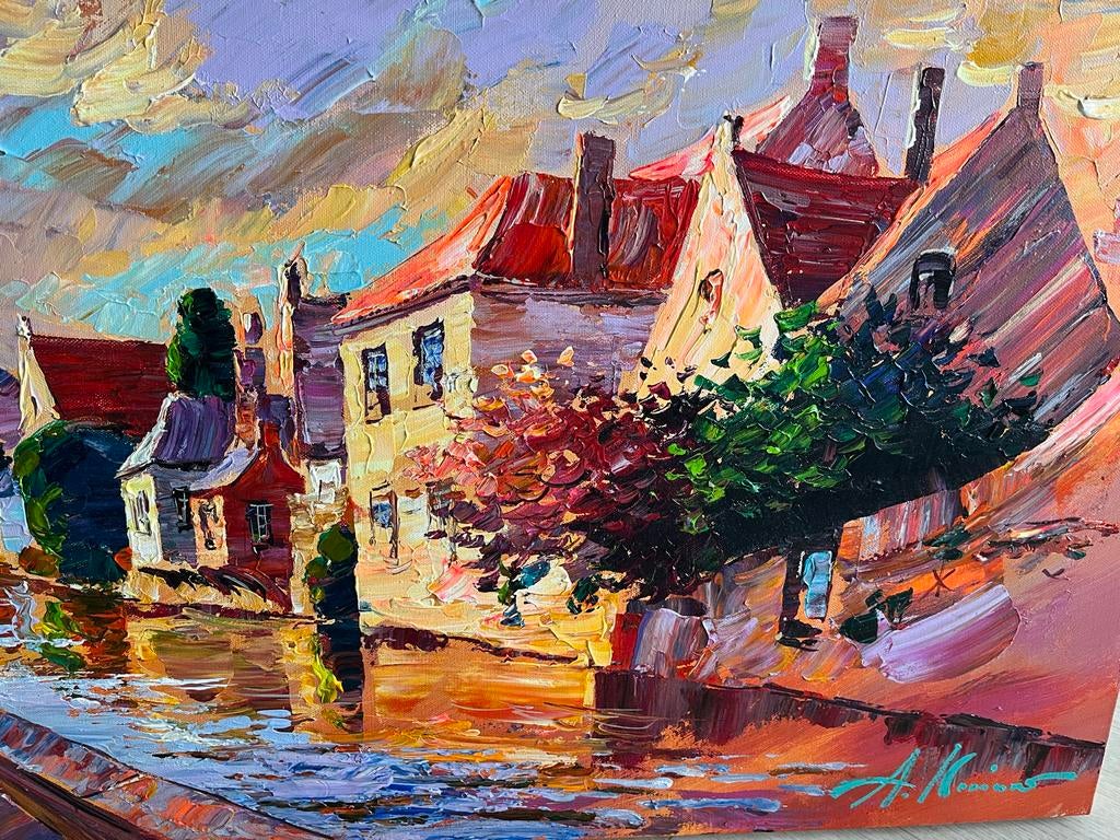Schilderij: Kleurrijk Stadsgezicht Brugge aan het Water, Ophalen