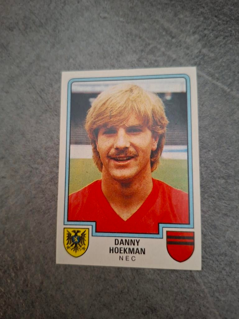 Panini sticker Voetbal 86. Speler Danny Hoekman NEC., Verzenden, Zo goed als nieuw, Sticker