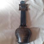 Grote metalen koebel, bel met leren riem, Ophalen of Verzenden