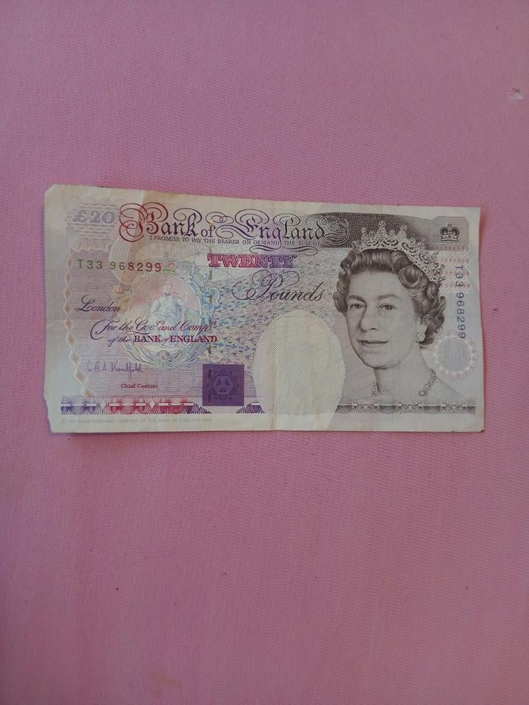 Zeldzaam 20 Pond Biljet Bank of England, Ophalen of Verzenden, Gestempeld