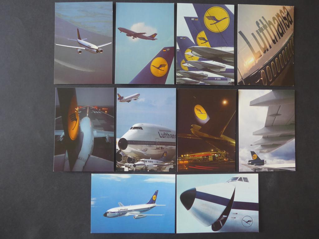 Set 10x retro Lufthansa postcards, Ophalen of Verzenden, Zo goed als nieuw, Kaart, Foto of Prent