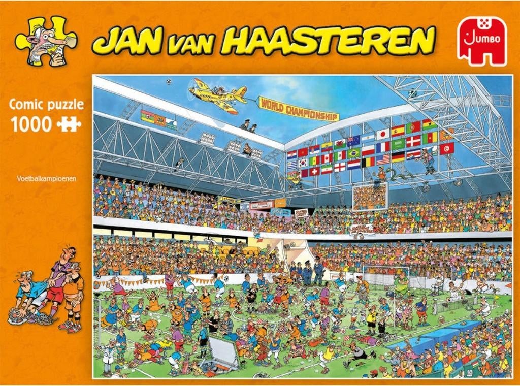 Voetbalkampioenen, Jan van Haasteren, 1000 stukjes, Hobby en Vrije tijd, Denksport en Puzzels, Ophalen, 500 t/m 1500 stukjes, Zo goed als nieuw
