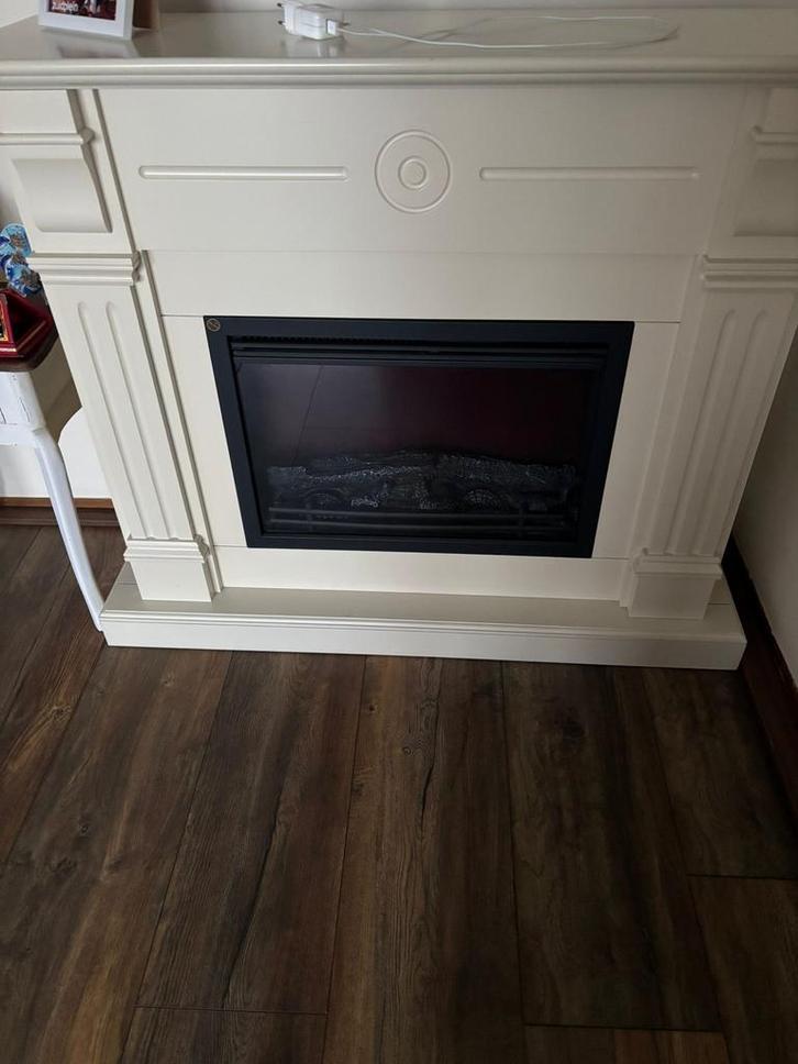 Elektrische Sfeerhaard met Schouwombouw - Wit, Huis en Inrichting, Haarden, Zo goed als nieuw, Elektrische haard, Ophalen of Verzenden