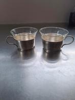 Vintage theeglazen met verzilverde houders, Schott Mainz, Ophalen