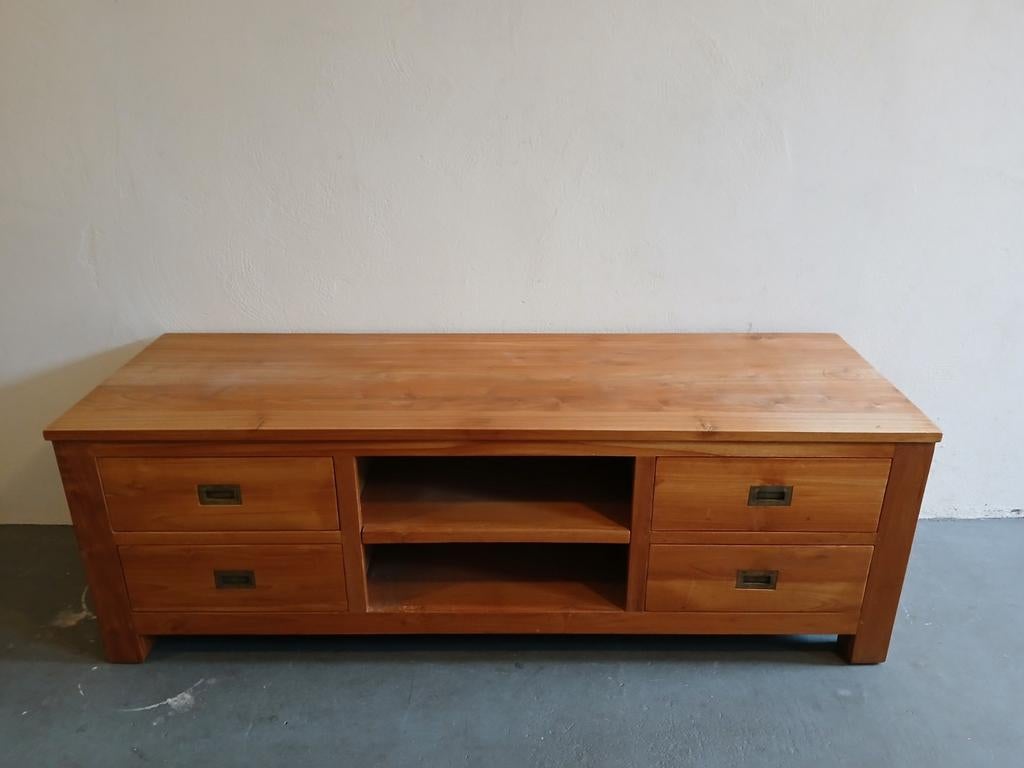 Teakhouten TV-kast - 150x50x50 cm, Ophalen, Gebruikt, 150 tot 200 cm, Teakhout