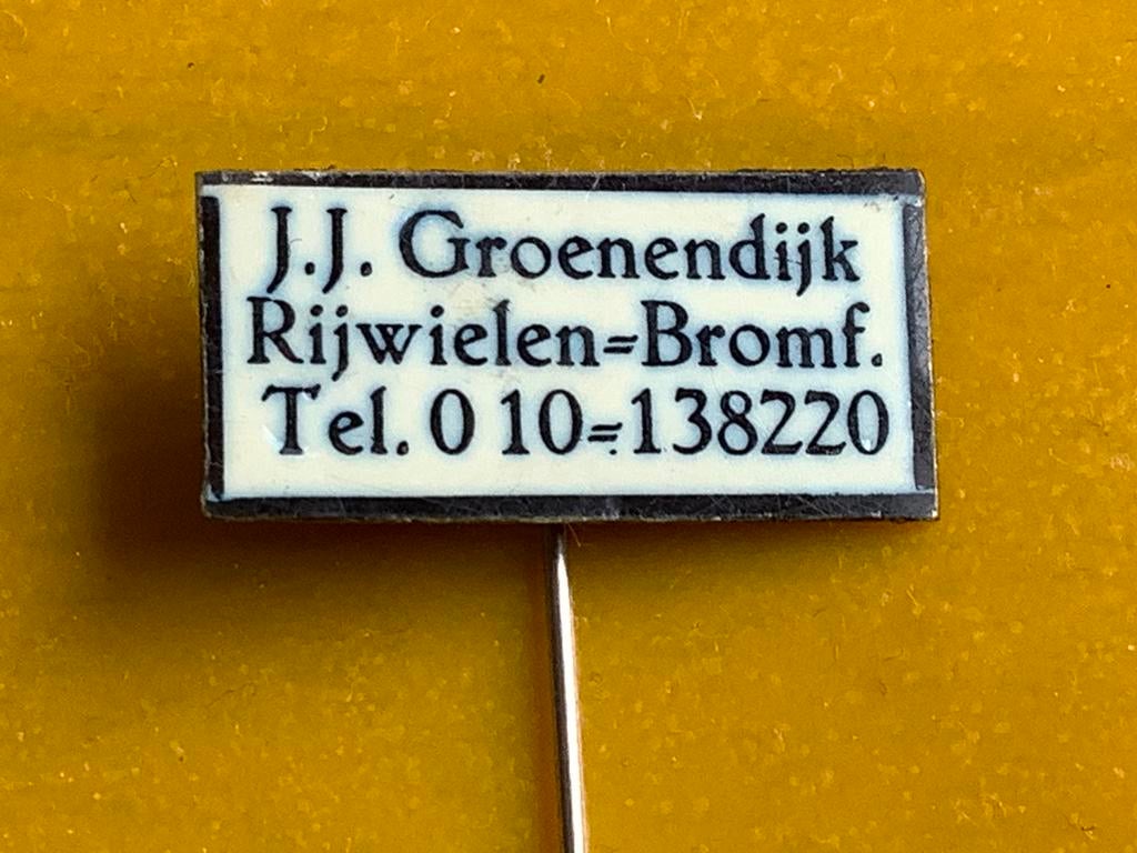 Speldje Groenendijk rijwielen bromfietsen Rotterdam, Ophalen of Verzenden, Gebruikt, Transport, Speldje of Pin