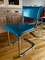 4 Buisframe stoelen leer petrol, Huis en Inrichting, Stoelen, Ophalen, Zo goed als nieuw, Blauw, Leer