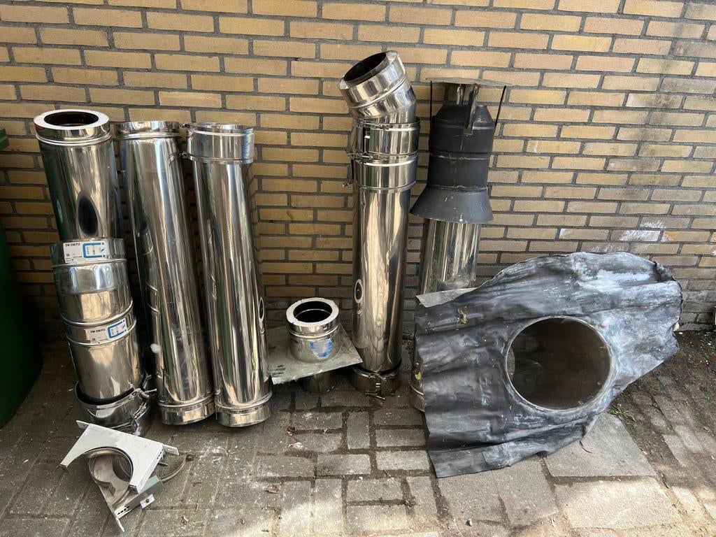 Dubbelwandige RVS kachelpijp, Huis en Inrichting, Kachels, Ophalen, Gebruikt, Hout, Houtkachel