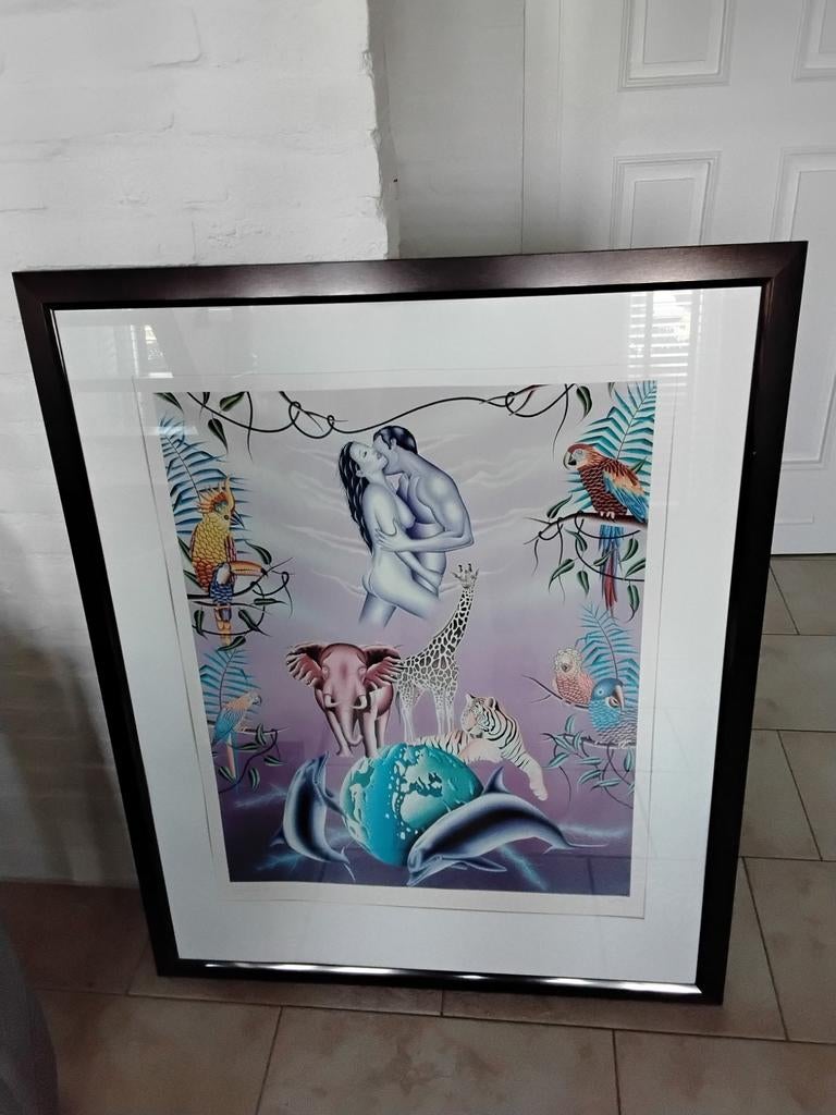 Paul van Groningen 90x110 metalen lijst magische realistisch, Antiek en Kunst, Ophalen