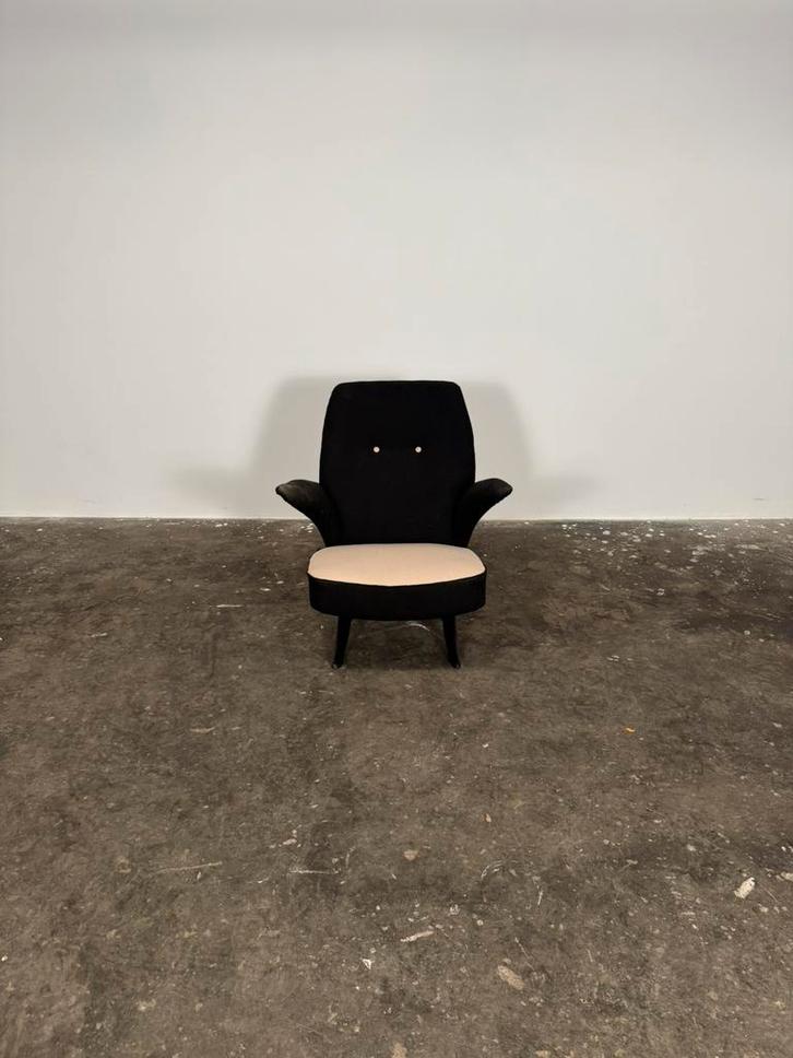 Artifort Pinguin Theo Ruth zwart/beige, Huis en Inrichting, Fauteuils, Gebruikt, Ophalen