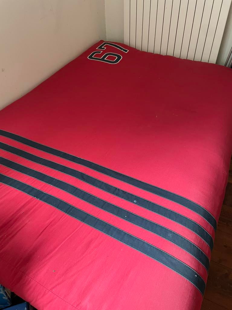 futon bed 2-persoons met matras, Gebruikt, Tweepersoons, 200 cm, Rood