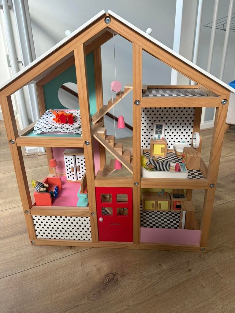 Houten poppenhuis hema, Kinderen en Baby's, Speelgoed | Poppenhuizen, Ophalen, Zo goed als nieuw, Poppenhuis