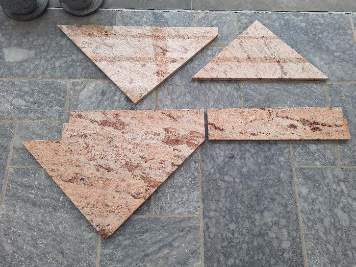 Hardsteen, Graniet Shiva Gold, vier delen., Tuin en Terras, Tegels en Klinkers, Gebruikt, Terrastegels, Natuursteen, Minder dan 5 m²