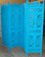 kamerscherm 4 panelen blauw, Ophalen, Zo goed als nieuw