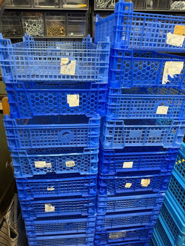 Blauwe plastic champignons kratten €1.50 per stuk, Ophalen, Gebruikt, 40 tot 60 cm, 50 tot 75 cm