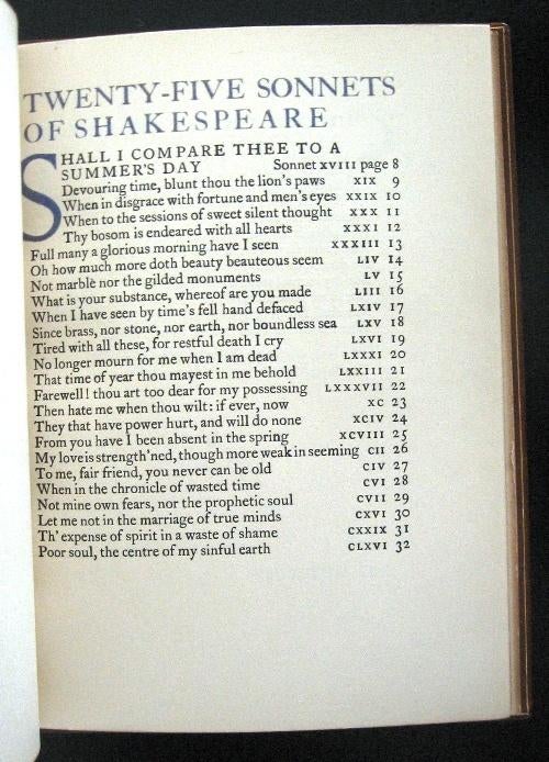 Shakespeare 1922 Twenty-five (25) sonnets Band Zaehnsdorf, Antiek en Kunst, Ophalen of Verzenden