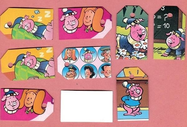 8521) varkens, big en betsie labeltjes, Verzamelen, Dierenverzamelingen, Ophalen of Verzenden, Zo goed als nieuw, Paard, Opgezet dier