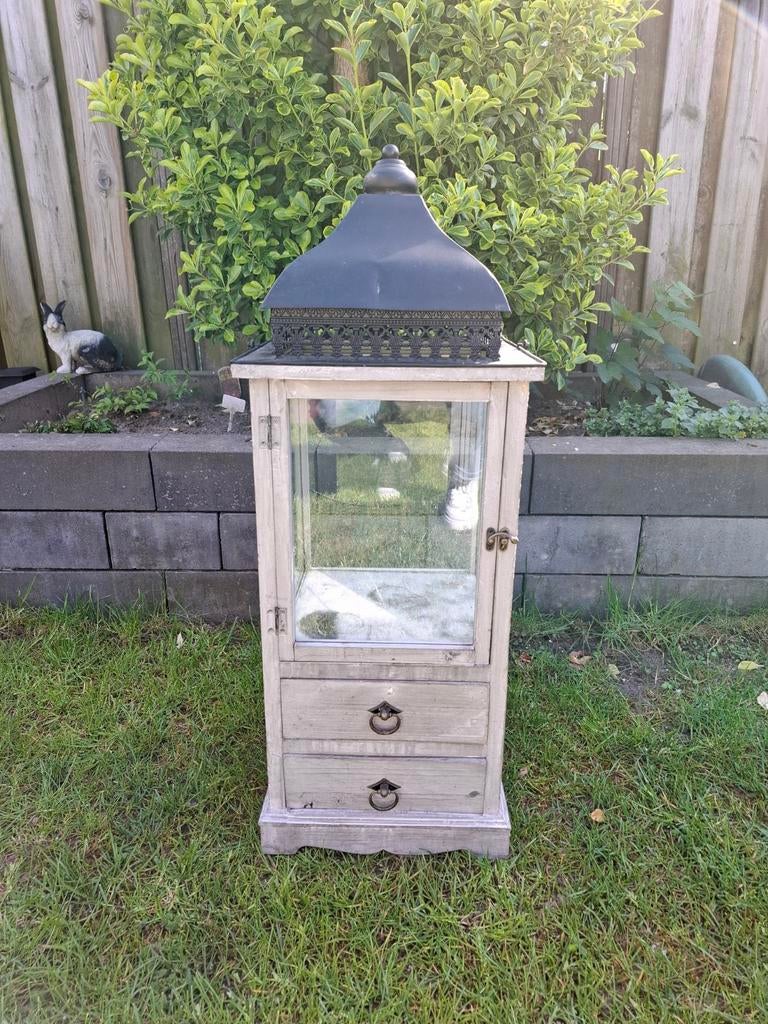 Mooie houten lantaarn, Tuin en Terras, Ophalen, Gebruikt, Staande lamp, Netvoeding
