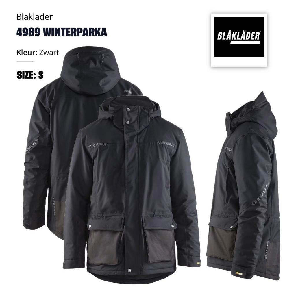 Blåkläder 4989 Winterparka Nieuw Maat S, Ophalen of Verzenden, Nieuw, Maat 46 (S) of kleiner, Zwart