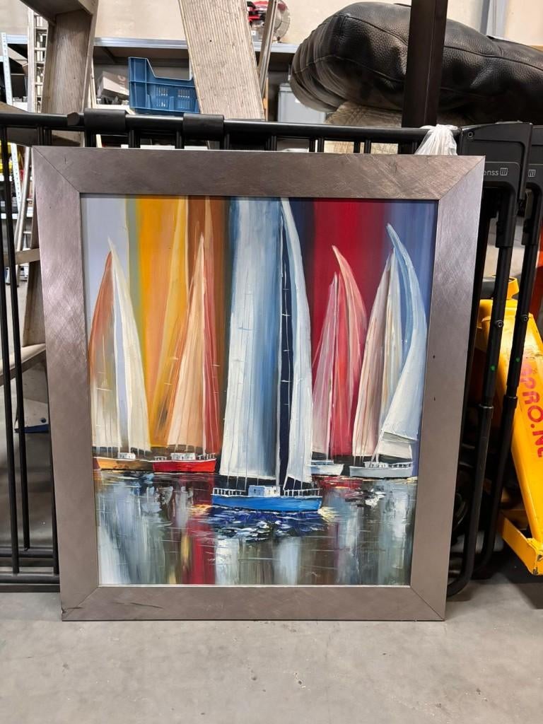 Schilderij zeilboten, Antiek en Kunst, Kunst | Schilderijen | Klassiek, Ophalen