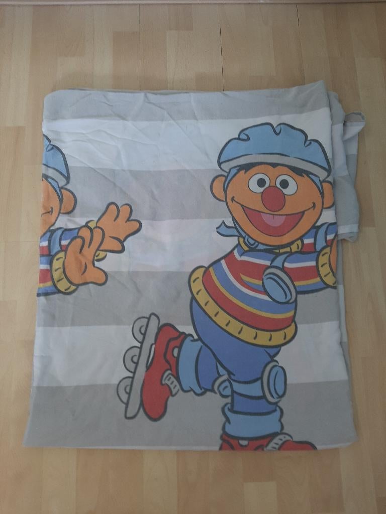 1 persoons dekbedovertrek Sesamstraat met Bert en Ernie erop, Ophalen, Gebruikt, Jongetje of Meisje, Wit