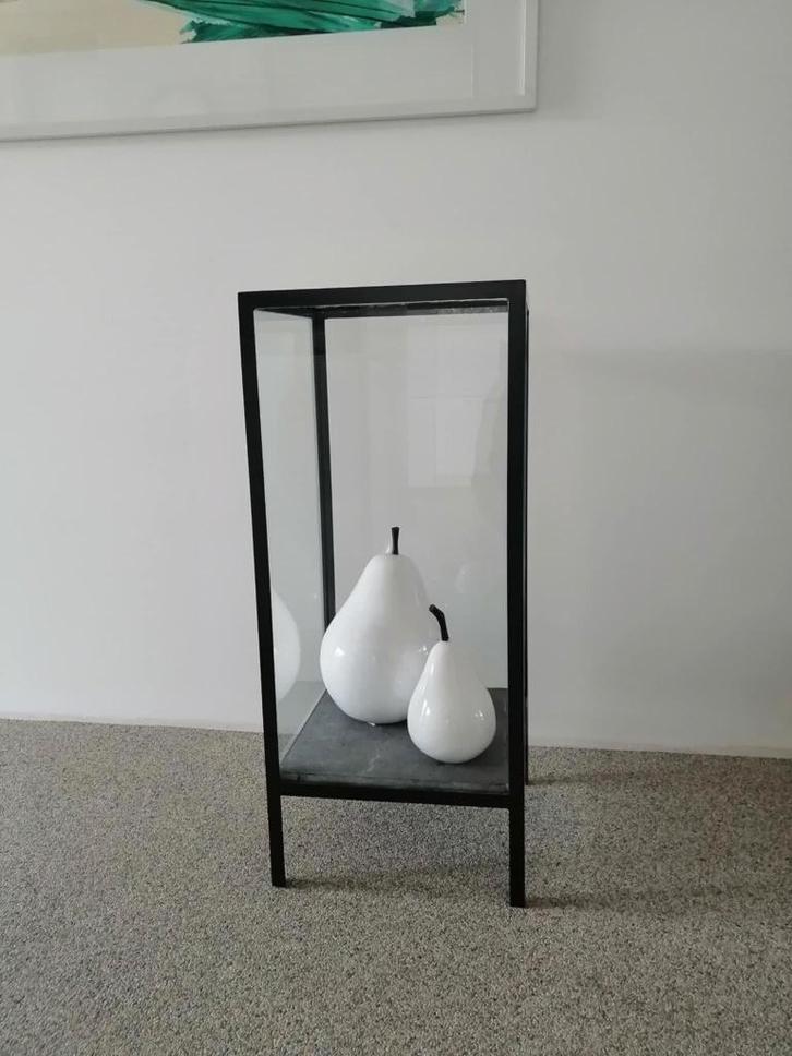 1 antraciet handgemaakte stalen lantaarns met blauwe steen, Huis en Inrichting, Woonaccessoires | Kandelaars en Kaarsen, Gebruikt