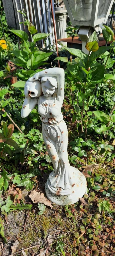 GietijzerenTuinbeeld Vrouw met Kruik - Gietijzer, Tuin en Terras, Tuinbeelden, Gebruikt, Mensenbeeld, Metaal, Ophalen of Verzenden