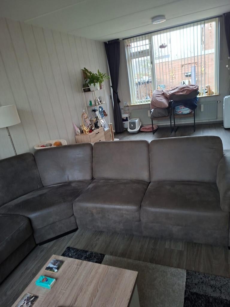 Grijze hoekbank - Ruim en comfortabel (255x255x280), Ophalen, 250 tot 300 cm, Gebruikt, 100 tot 125 cm