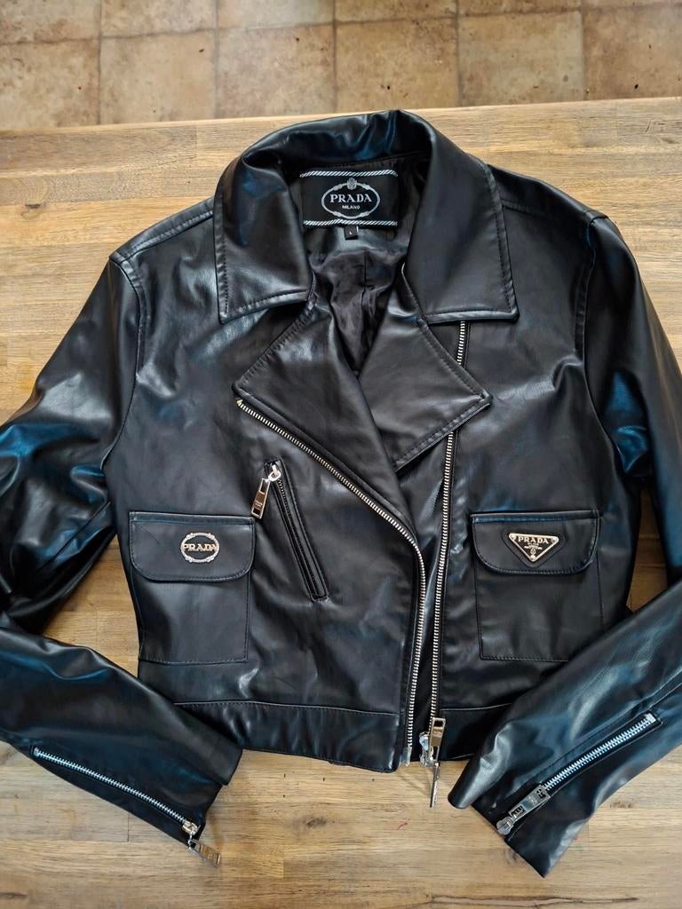 Prada biker jack, Prada, Zwart, Maat 42/44 (L), Ophalen of Verzenden